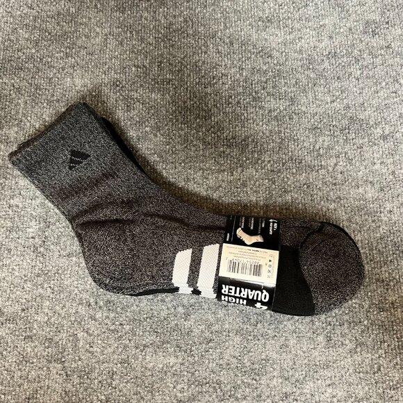NWT‎ Adidas 4-Pack High Quarter Cushioned Socks Mens Shoe Size 6-12 - Picture 1 of 7